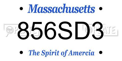 856SD3 Massachusetts License Plate