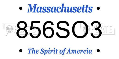 856SO3 Massachusetts License Plate