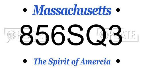 856SQ3 Massachusetts License Plate
