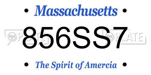 856SS7 Massachusetts License Plate