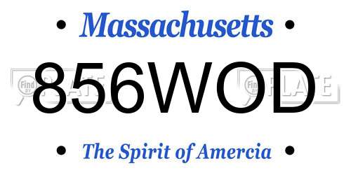 856WOD Massachusetts License Plate