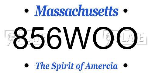 856WOO Massachusetts License Plate
