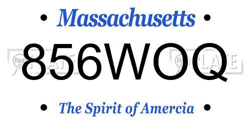 856WOQ Massachusetts License Plate