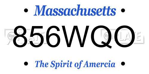 856WQO Massachusetts License Plate