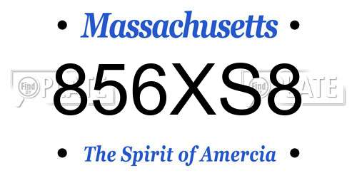 856XS8 Massachusetts License Plate
