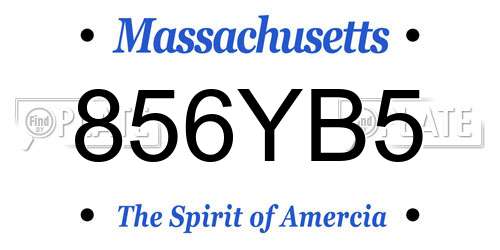 856YB5 Massachusetts License Plate