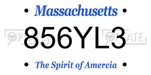 856YL3 Massachusetts License Plate