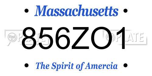856ZO1 Massachusetts License Plate