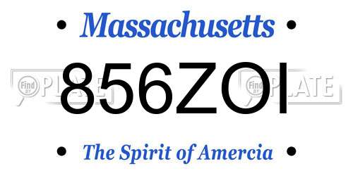 856ZOI Massachusetts License Plate
