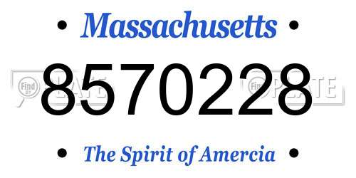 8570228 Massachusetts License Plate