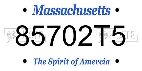85702T5 Massachusetts License Plate