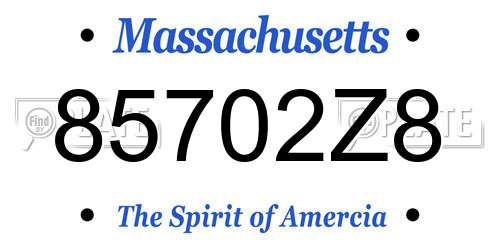 85702Z8 Massachusetts License Plate