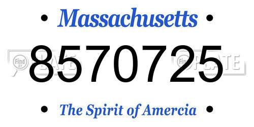 8570725 Massachusetts License Plate