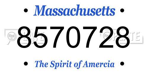 8570728 Massachusetts License Plate