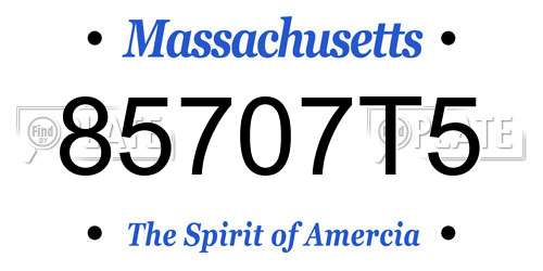 85707T5 Massachusetts License Plate