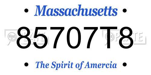 85707T8 Massachusetts License Plate