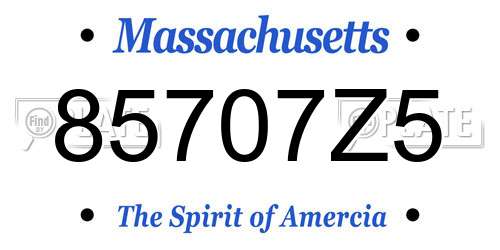85707Z5 Massachusetts License Plate