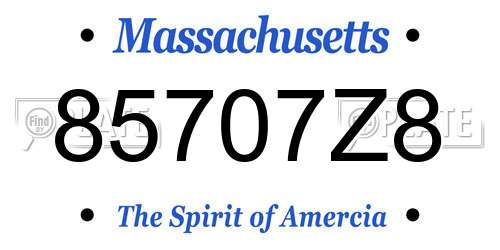 85707Z8 Massachusetts License Plate