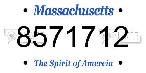 8571712 Massachusetts License Plate