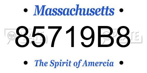 85719B8 Massachusetts License Plate