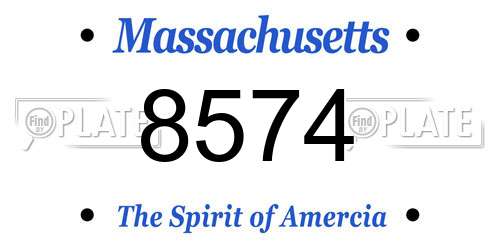 8574 Massachusetts License Plate