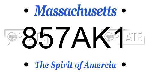 857AK1 Massachusetts License Plate