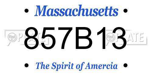 857B13 Massachusetts License Plate