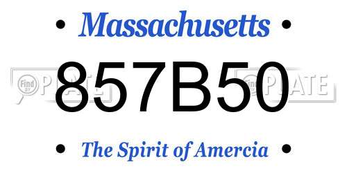 857B50 Massachusetts License Plate
