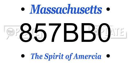857BB0 Massachusetts License Plate