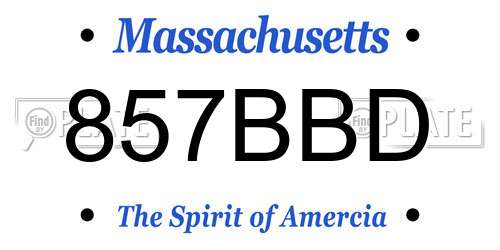 857BBD Massachusetts License Plate