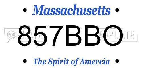 857BBO Massachusetts License Plate