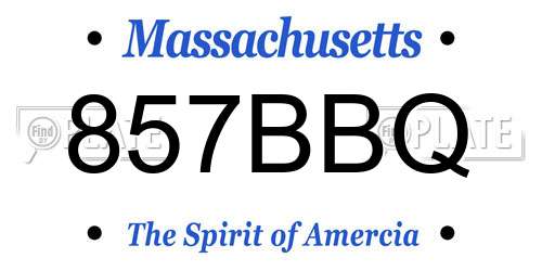 857BBQ Massachusetts License Plate