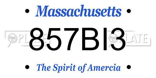 857BI3 Massachusetts License Plate