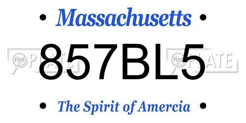 857BL5 Massachusetts License Plate