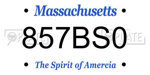857BS0 Massachusetts License Plate