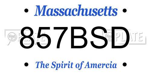 857BSD Massachusetts License Plate