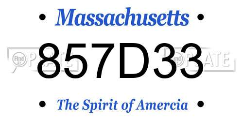 857D33 Massachusetts License Plate