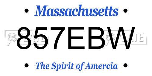 857EBW Massachusetts License Plate