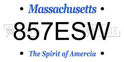 857ESW Massachusetts License Plate