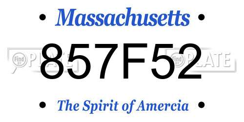 857F52 Massachusetts License Plate