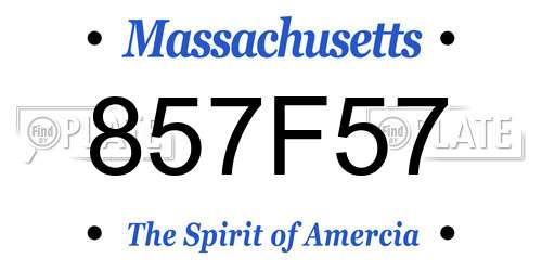 857F57 Massachusetts License Plate