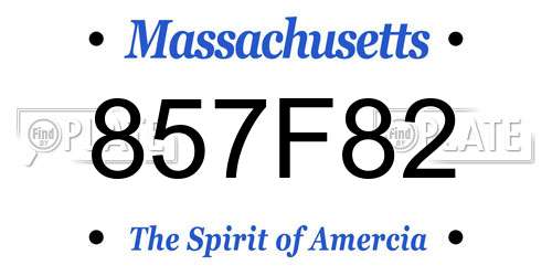 857F82 Massachusetts License Plate