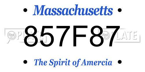 857F87 Massachusetts License Plate