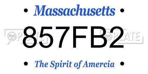 857FB2 Massachusetts License Plate