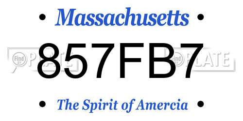 857FB7 Massachusetts License Plate