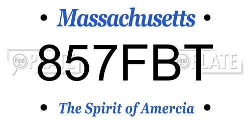 857FBT Massachusetts License Plate