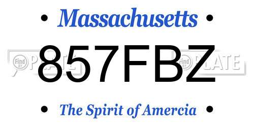 857FBZ Massachusetts License Plate