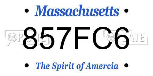 857FC6 Massachusetts License Plate