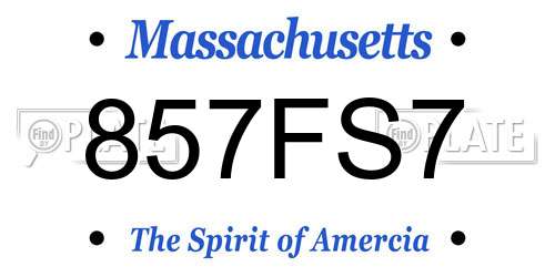 857FS7 Massachusetts License Plate