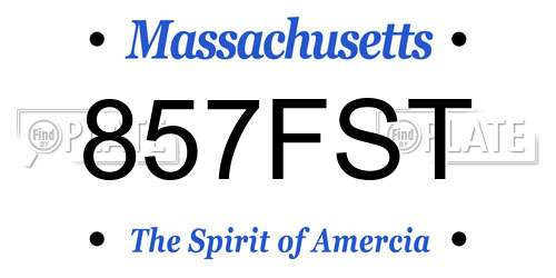 857FST Massachusetts License Plate
